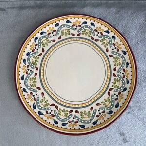 Bobby Flay Sevilla Dinner Plate 10 3/4" Red Trim Discontinued NEW